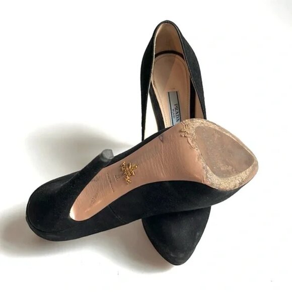 Prada Nero Camoscio Basic Platform Pumps - Picture 4 of 10